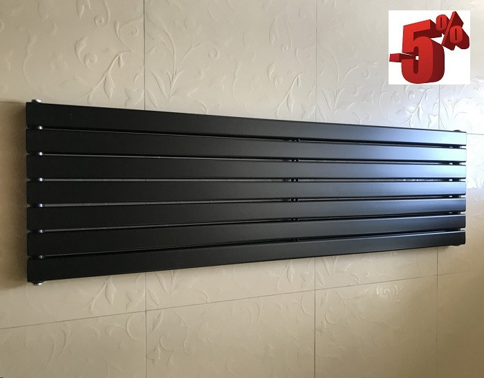 Горизонтальний плоский радіатор опалення чорний 1800х476 Arttidesign Livorno G 7