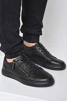 Кросівки чоловічі чорного кольору на шнурівці 165872M