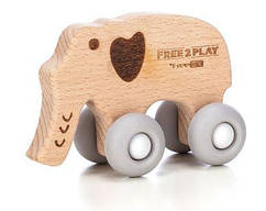 Дерев`яна іграшка FreeON слоник на силіконових колесах
