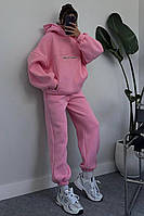 Спортивный костюм женский на флисе розового цвета 165347M