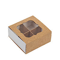 Коробка для цукерок з вікном 80х80х35 (на 4 шт), крафт