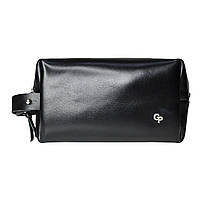Мужской несессер GP (черный) небольшая вместительная сумка для личных вещей натуральная кожа aks0001