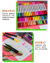 Профісійний набір маркерів-лінерів і маркерів-пензів " з м'якою головкою на водній основі 80 шт., фото 3