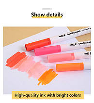 Набір маркерів-лінерів і маркерів-кистей "WORISON" з м'якою головкою на водній основі 100 шт., фото 4