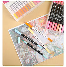 Профісійний набір маркерів-лінерів і маркерів-пензів із м'якою головкою на водній основі 60 шт., фото 5