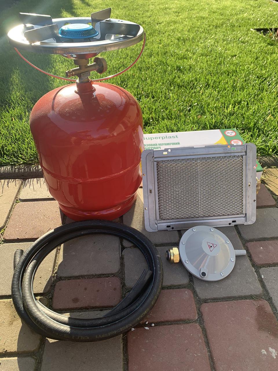 Комплект газовий кемпінговий балон Intertool 8 л пальник нагрівач,редуктор, шланг, фото 1