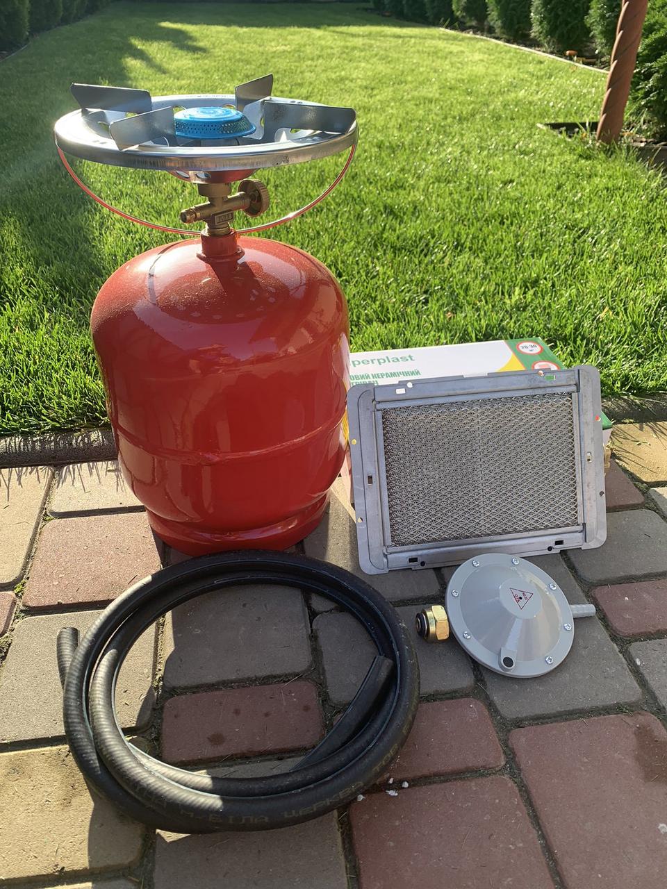 Комплект газовий кемпінговий балон Superplast 8 л пальник нагрівач,редуктор, шланг, фото 1