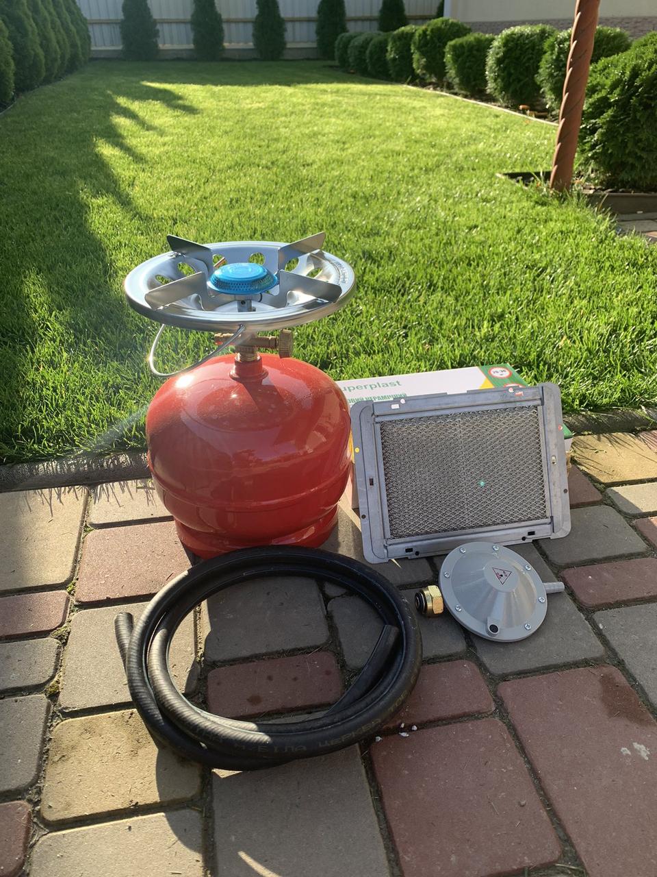 Комплект газовий кемпінговий балон Superplast 5 л пальник нагрівач,редуктор, шланг, фото 1
