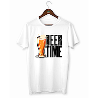 Футболка белая с оригинальным принтом "Beer time. Время пива"  Push IT