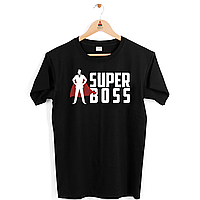 Футболка черная с оригинальным принтом "Super Boss. Супер Босс"  Push IT