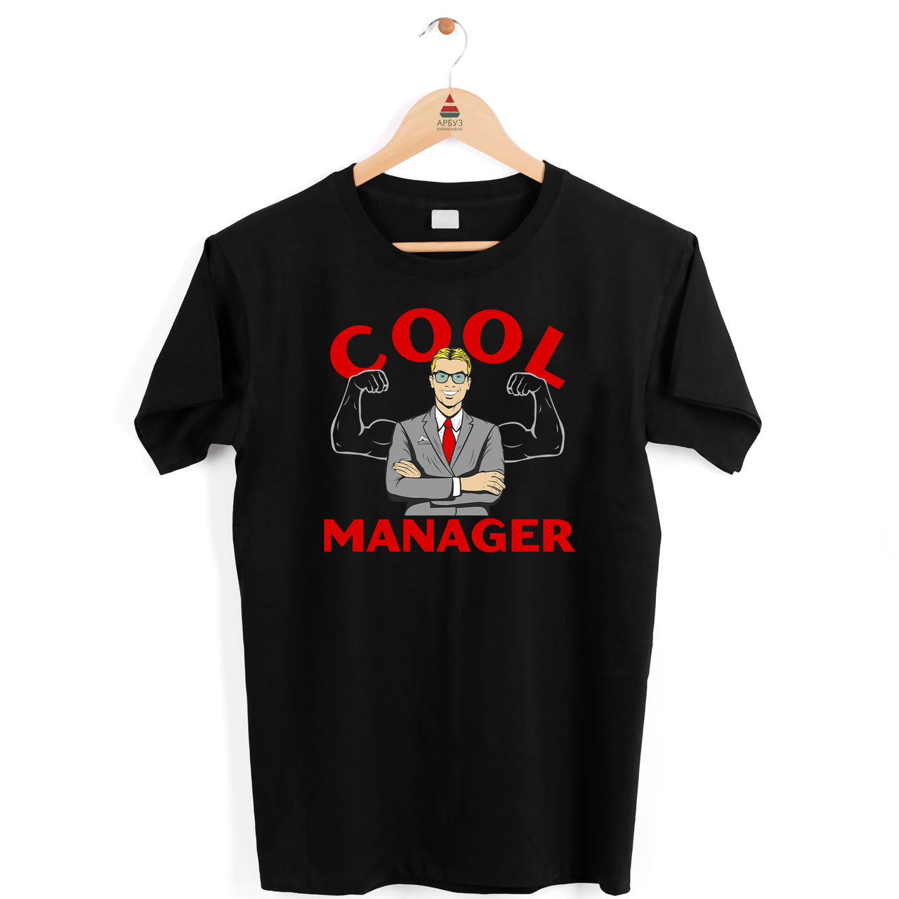 Футболка чорна з оригінальним принтом "Cool Manager" Push IT