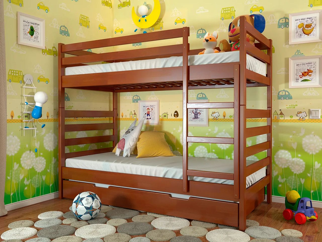 Двоярусне дитяче ліжко Ріо з дерева