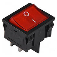 Переключатель АСКО-УКРЕМ KCD1-6-201N R/B 1-клавишный красный с подсветкой