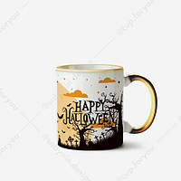 Чашка с принтом "Happy Halloween Scary Night" керамическая подарочная, 330 мл Золотая ручка