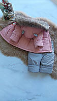 Комбинезон зимний куртка и штаны для девочки на овчине 86 92 98 104 116 р
