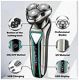 Електробритва для чоловіків роторна для вологого та сухого гоління з плаваючими головками XPRO V-323 сіра (41587-16008_554), фото 3