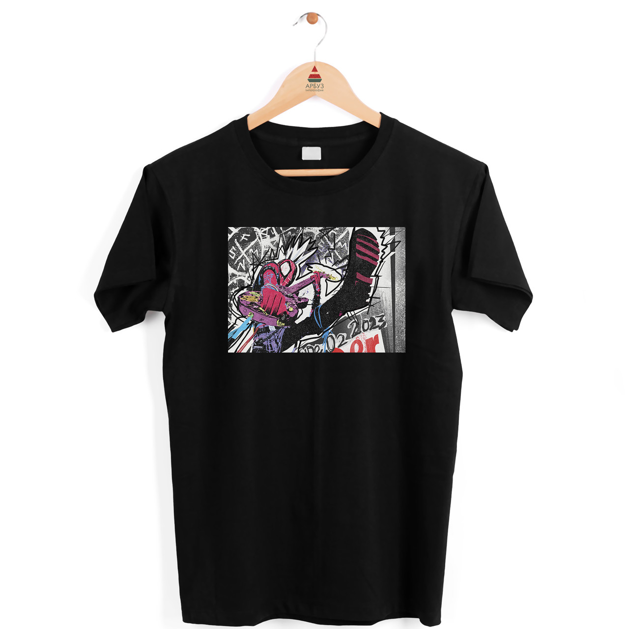 Футболка чорна з принтом "Людина павук Павутина Всесвіту Spider Man across the Spider Verse Панк павук Spider Punk" Push IT