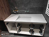 Щільова раковина зі штучного каменю вбудована в стільницю ванної кімнати 150*50, фото 2