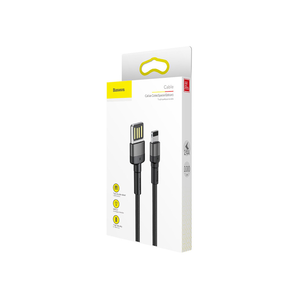 Кабель Lightning 1.0 m Baseus Cafule (special edition) (CALKLF-GG1) чорно-сірий (коробка)