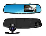 Автомобільне дзеркало відеореєстратор для машини на 2 камери VEHICLE BLACKBOX DVR 1080p камерою заднього огляду., фото 9