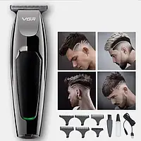 Акумуляторна перукарня машинка для стриження волосся й бороди VGR V030 п'ятьма насадками UKG