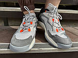 Чоловічі кросівки шкіряні SupoA2486-2 Сірі з жовтогарячими смужками, фото 2