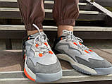 Чоловічі кросівки шкіряні SupoA2486-2 Сірі з жовтогарячими смужками, фото 3