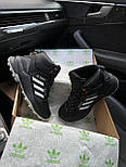 Зимові чоловічі кросівки Adidas Terrex Swift R Termo зима-осінь термо (чорно-сірі). Живе фото. Високі чоловічі черевики, фото 3
