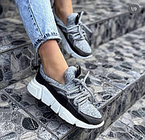Жіночі стильні кросівки текстиль із натуральною шкірою 35,37 розм