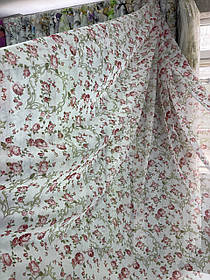 Тюль батист Кустова роза - розовий  кусок 5,90м