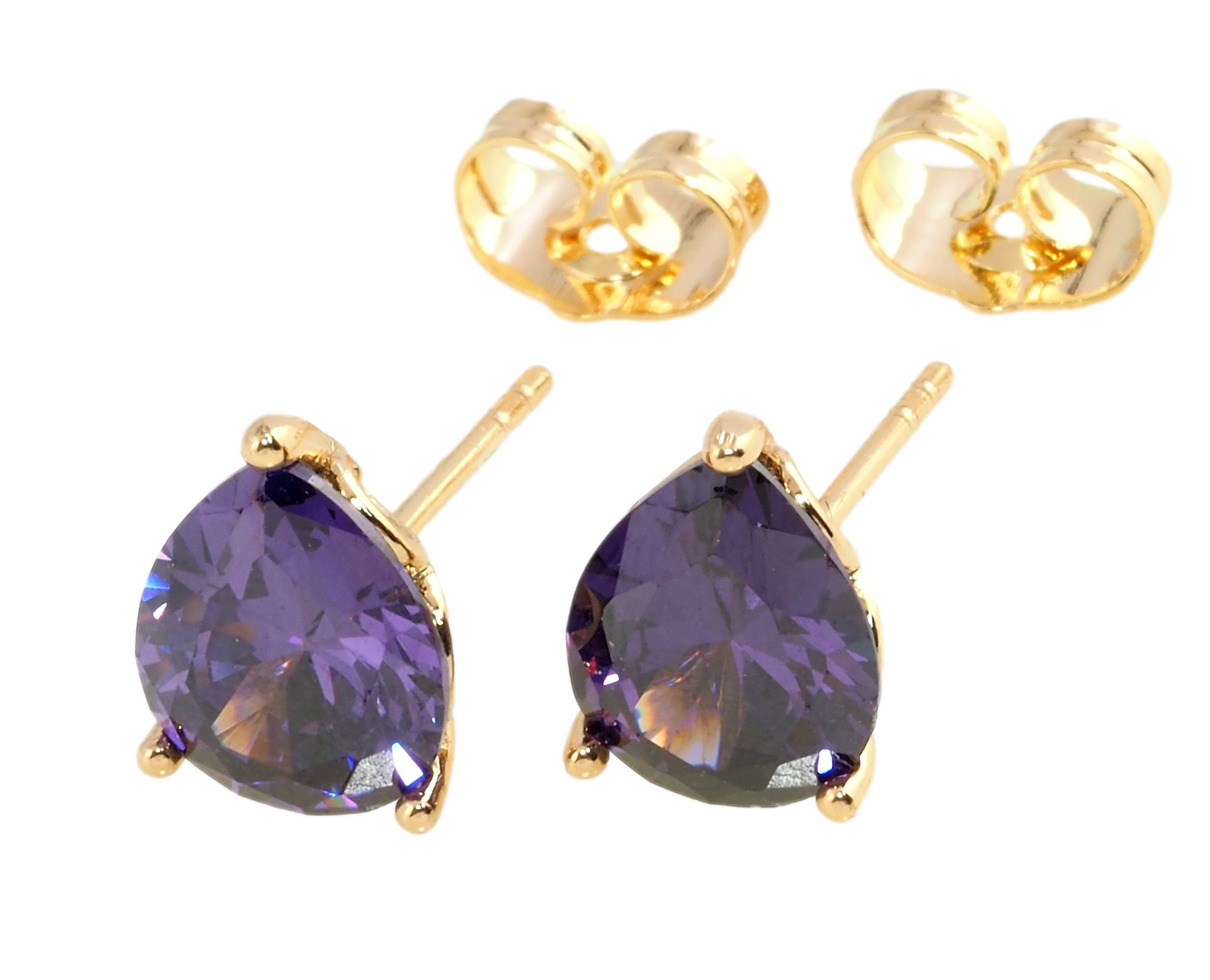 Сережки Xuping Позолота 18K пусети "Бузкові кристальні крапельки", фото 1