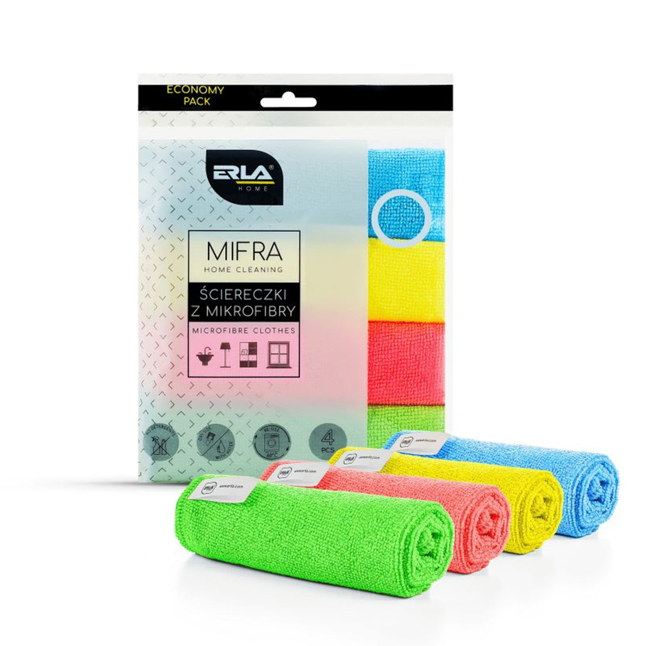 Набір серветок із мікрофібри Mifra для догляду за автомобілем 4 шт (R1010) Erla