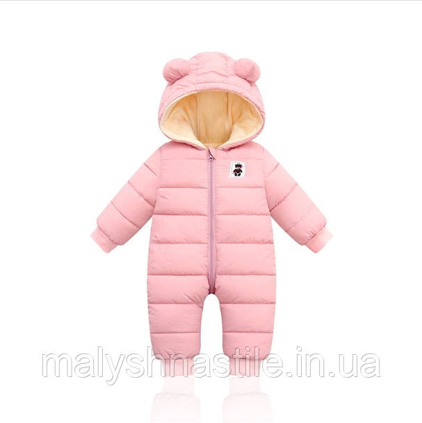 Дитячий зимовий комбінезон для дівчаток, рожевий. Дитячий верхній одяг на єврозиму