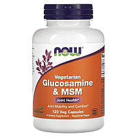 Препарат для суглобів і зв'язок NOW Vegetarian Glucosamine & MSM, 120 вегакапсул CN12545 vh