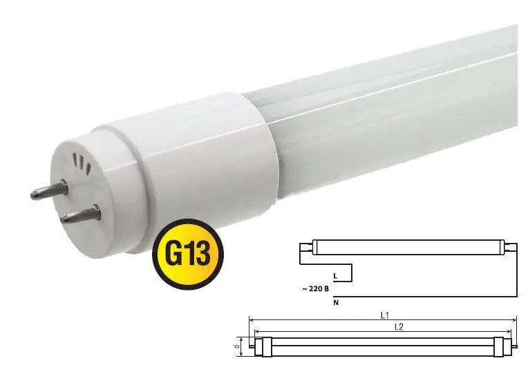 Лампа светодиодная T8, Feron LB-246 T8 Glass, 9 Вт, 60 см. Аналог люминесцентных ламп типа Т8 - фото 1 - id-p1979454083