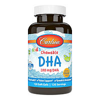 Жирні кислоти Carlson Labs Kid's Chewable DHA, 120 капсул - апельсин CN9203 vh