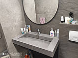 Лита раковина умивальника ванної кімнати вбудована в стільницю матова, фото 5