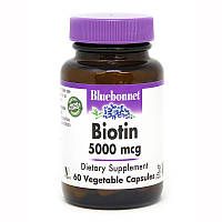 Витамины и минералы Bluebonnet Biotin 5000 mg, 60 вегакапсул