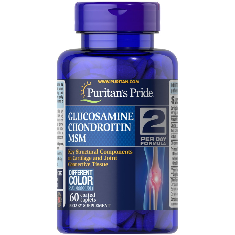 Препарат для суглобів і зв'язок Puritan's Pride Chondroitin Glucosamine MSM 2 Per Day Formula, 60 каплет CN2379 vh