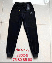 Штани дитячі Kenalin 3302-5 чорний велюр для дівчаток р.75-80-85-90 (уп. 6 шт)