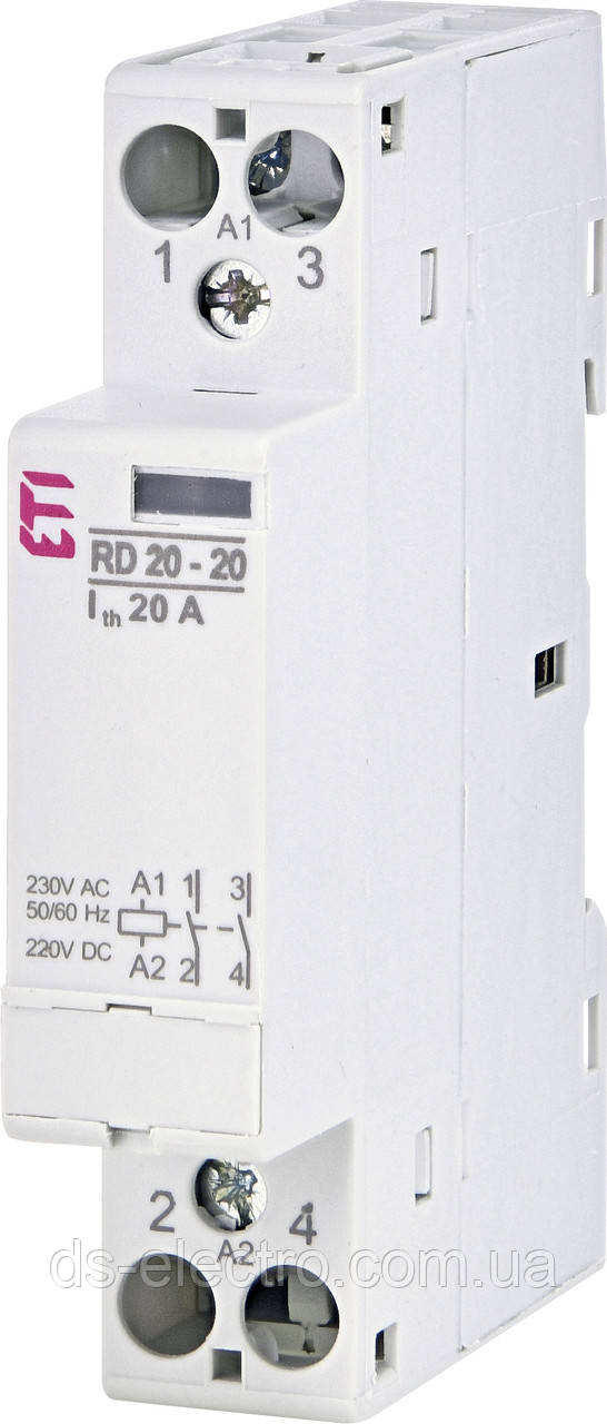 Контактор RD (Котушка AC/DC230V, 24V; Струм комутації 20А, виконання 1-модуль), ETI,