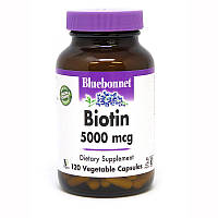 Витамины и минералы Bluebonnet Biotin 5000 mg, 120 вегакапсул