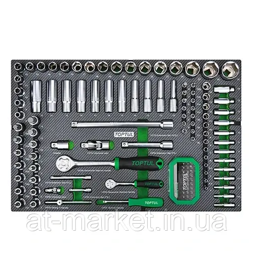 Набір інструменту в ложементі комбінований 1/4", 1/2" 133 од. (тип D) TOPTUL GEDD348