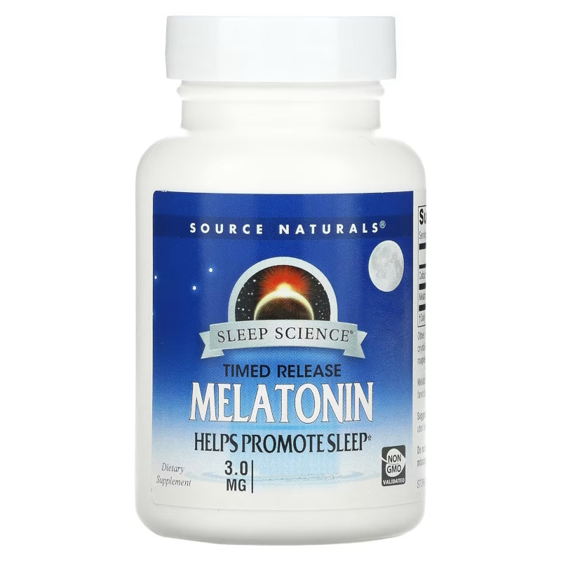 Натуральная добавка Source Naturals Melatonin 3mg Sleep Science Timed Release, 120 таблеток - фото 1 - id-p1979645059