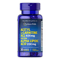 Витамины и минералы Puritan's Pride Acetyl L-Carnitine 400 mg with Alpha Lipoic Acid 200 mg, 30 капсул