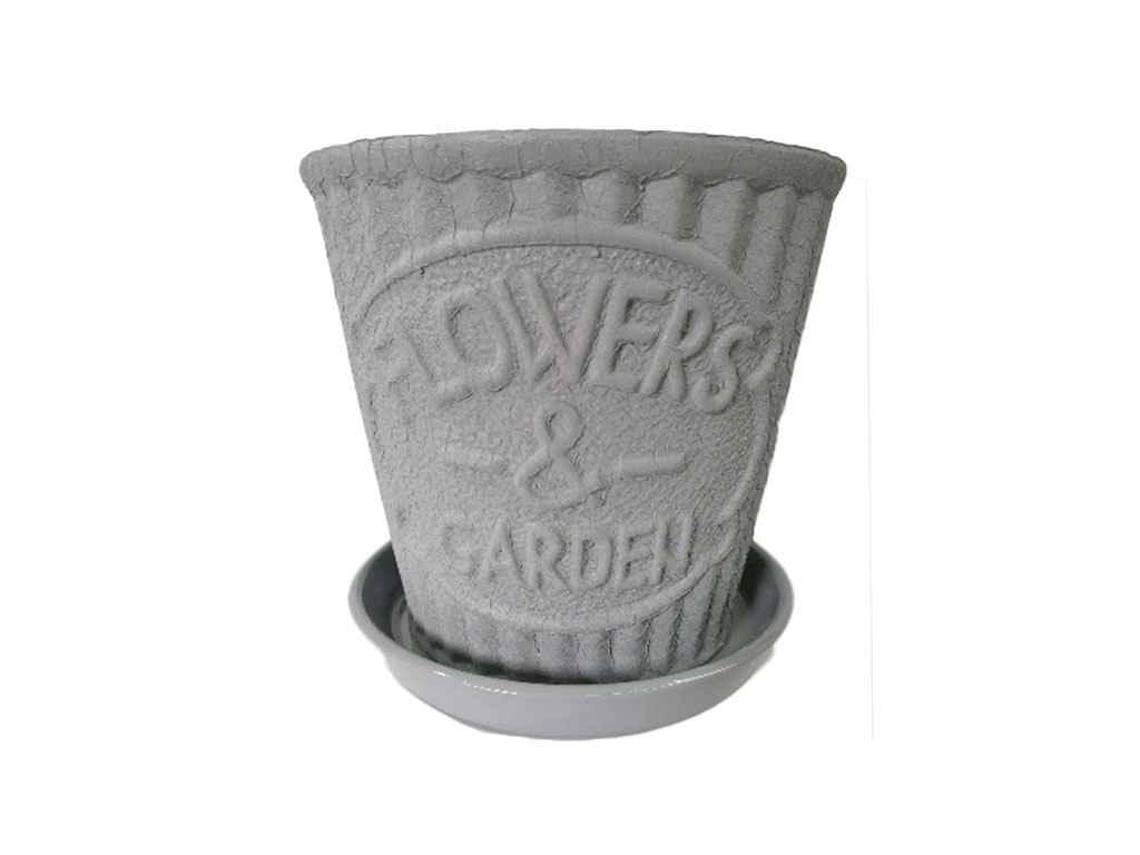 Горщик керамічний FLOWERS GARDEN 13л сірий ТМ АВАНГАРД, фото 1