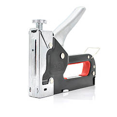 Степлер будівельний ручний 4-8 мм зі зручною ручкою зі спеціального матеріалу в блістері