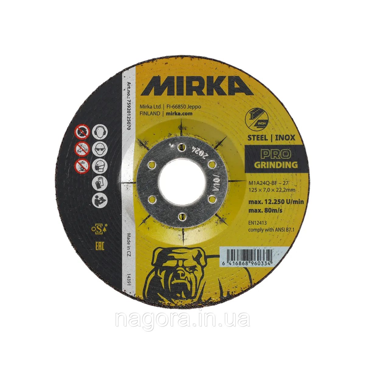 Зачисний диск MIRKA GRINDING WHEEL MIRKA PRO 125x7,0x22,2MM M1A24Q-BF I/S, фото 1
