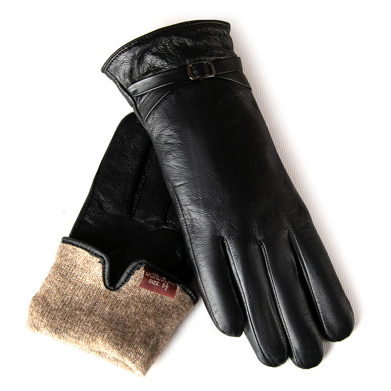 Рукавичка жіноча шкіра F1-5909 black вовна. Жіночі шкіряні рукавички гуртом, фото 1