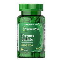 Витамины и минералы Puritan's Pride Iron Ferrous Sulfate 28 mg, 100 таблеток